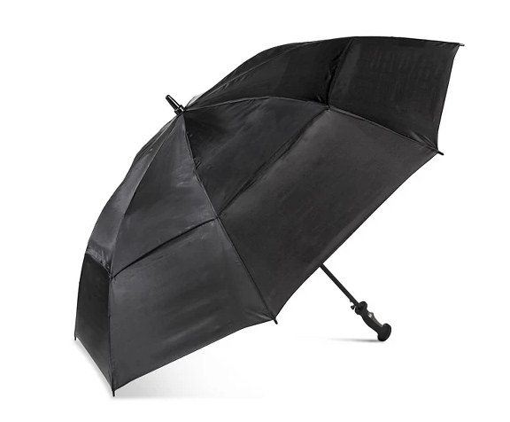 A boss should keep their work wear dry on the rainy days with an umbrella